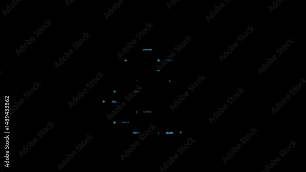 Aufkleber abstract network technology connections with blue lines and points on black background