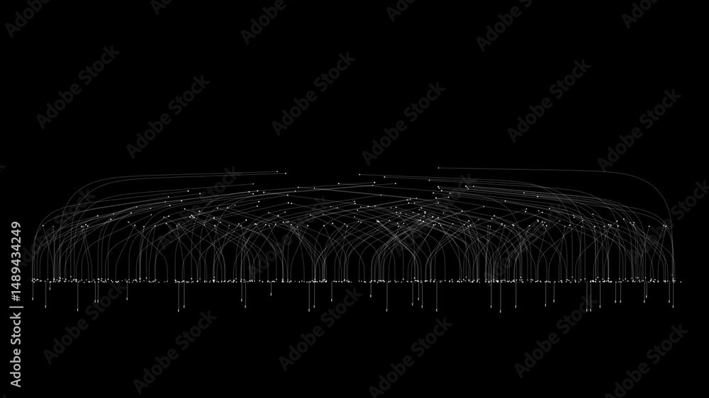 Poster digital visualization of network connections in abstract art form