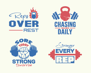 Motivational fitness quotes t shirt design vector set