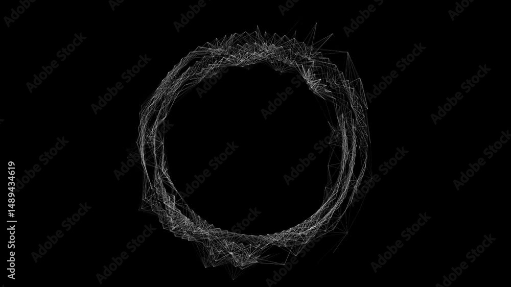 Poster intricate abstract circle design with dynamic wireframe lines and geometric patterns