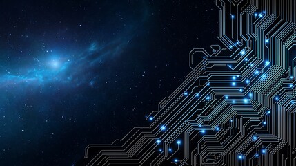 Abstract Fusion of Digital Networks and Cosmic Patterns for Modern Presentations and Branding.Generative AI