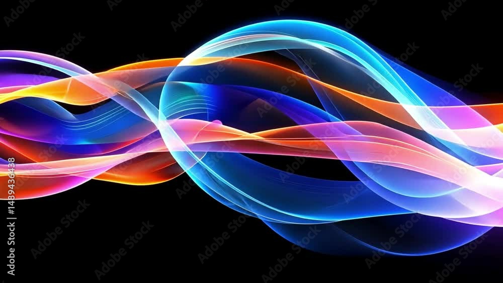 Poster vibrant abstract waves of colorful light flowing with energy and movement, creating dynamic display 