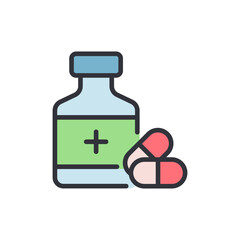 Medicine Bottle With Pills For Treatment And Healthcare Concept