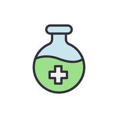 Medical Elixir In Glass Flask With White Cross On Transparent