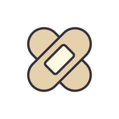 Stylized Illustration Of Two Beige Bandages Crossed On Transparent Canvas