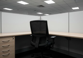 Empty office cubicle with chair