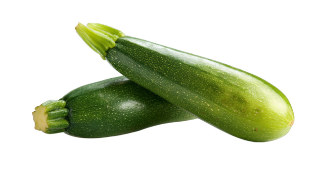 Fresh green zucchini isolated on a clean white background