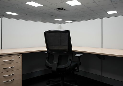 Empty office cubicle with chair - Powered by Adobe