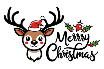 Fototapeta premium Cute Reindeer with Holiday Greeting
