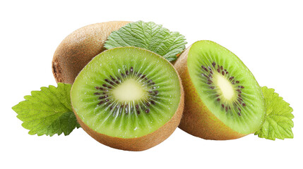 Fototapeta premium Closeup of ripe kiwis, a vibrant display of green flesh and tiny black seeds 