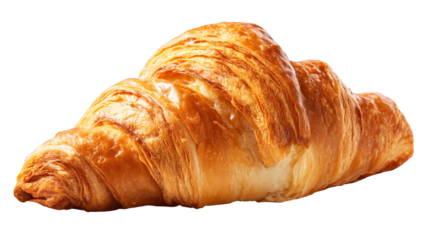 Delicious croissant on rustic wooden table, a cozy breakfast scene