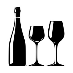 bottle wine glass, Elegance in a Bottle Wine Collection Vector Art, A refined set of wine bottle vector.