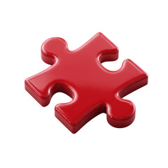 Fototapeta premium Red Puzzle Piece Connection with Solution, and Isolated on Black.