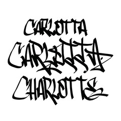 carlotta charlotte holy name list meaning baptism bible christian religius graffiti handstyle lettering tags black and white logo
