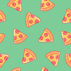 Cute pizza pattern background vector design