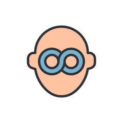 Infinite Thoughts Concept With Human Face And Infinity Symbol Glasses