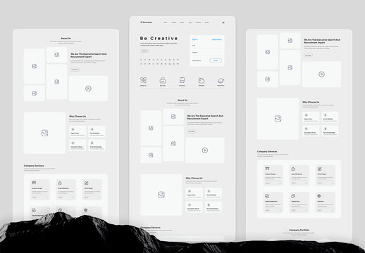 Website Landing Page Layout with Icons