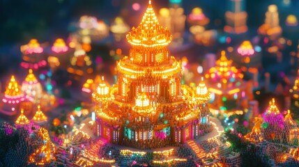Fototapeta premium Enchanted Pixelated Cityscape