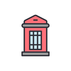 Obraz premium Stylized Red Telephone Booth Icon Isolated On Transparent Surface