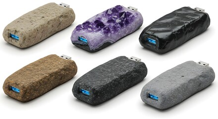 Six Unique USB Flash Drives Designed to Resemble Natural Stones and Minerals