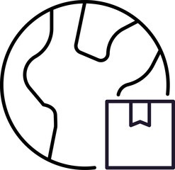 Obraz premium Global Delivery Outline Linear Symbol for Graphic and Web Design, Apps, Adverts, Various Cards