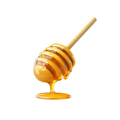 Golden Honey Dipper with Dripping Honey, Close-up Studio Shot