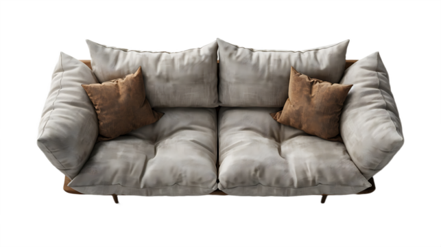 Minimal grey couch with stitched cushions high resolution picture
