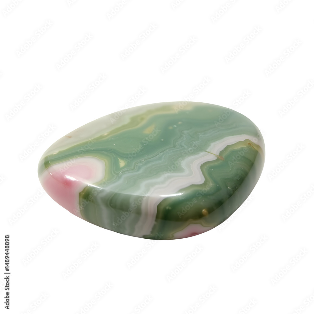 Poster mesmerizing beauty of a polished unakite jasper stone showcasing its unique patterns and smooth text