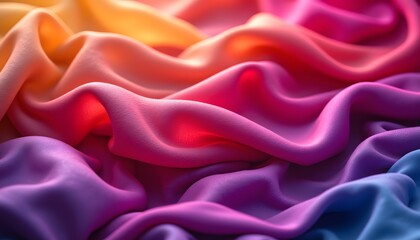 Fototapeta premium A vibrant cascade of silk, saturated in jewel tones, billows and undulates with an ethereal grace