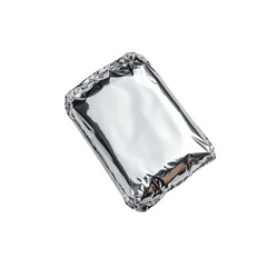 Rectangular Aluminum Foil Packet - Blank, Isolated on Black