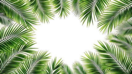 Palm leaves leaf frame border design isolated on white background