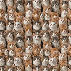 Fototapeta premium Seamless A Group Of Cats That Are Looking At The Camera Patterns