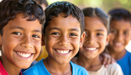 Fototapeta premium A close-up of a children with a bright smile. 