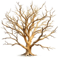 Fototapeta premium Realistic dry branches Dead tree isolated on white background