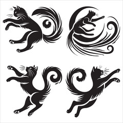 Obraz premium Jumping Cat Silhouette Captured Mid-Air