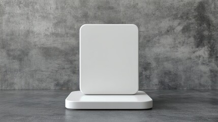 Clean white rectangular object on gray background minimalist mockup