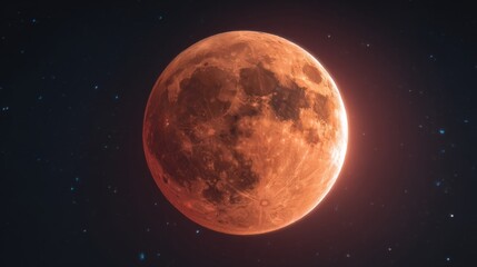 Obraz premium Stunning Close-up of a Blood Moon Against Dark Starry Sky for Astronomy Enthusiasts and Nature Lovers