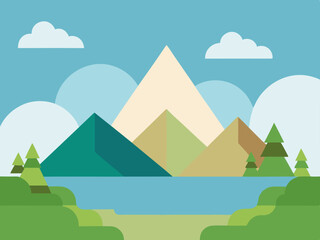 Vibrant fantasy landscape carton digital art illustration background wallpaper