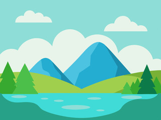 Vibrant fantasy landscape carton digital art illustration background wallpaper