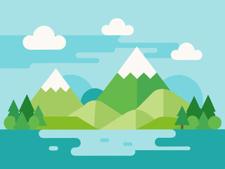 Vibrant fantasy landscape carton digital art illustration background wallpaper