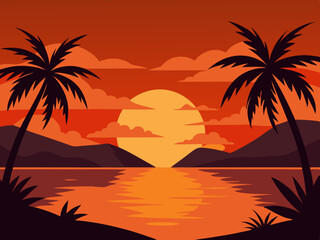 Vibrant fantasy landscape carton digital art illustration background wallpaper