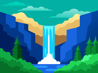 Vibrant fantasy landscape carton digital art illustration background wallpaper