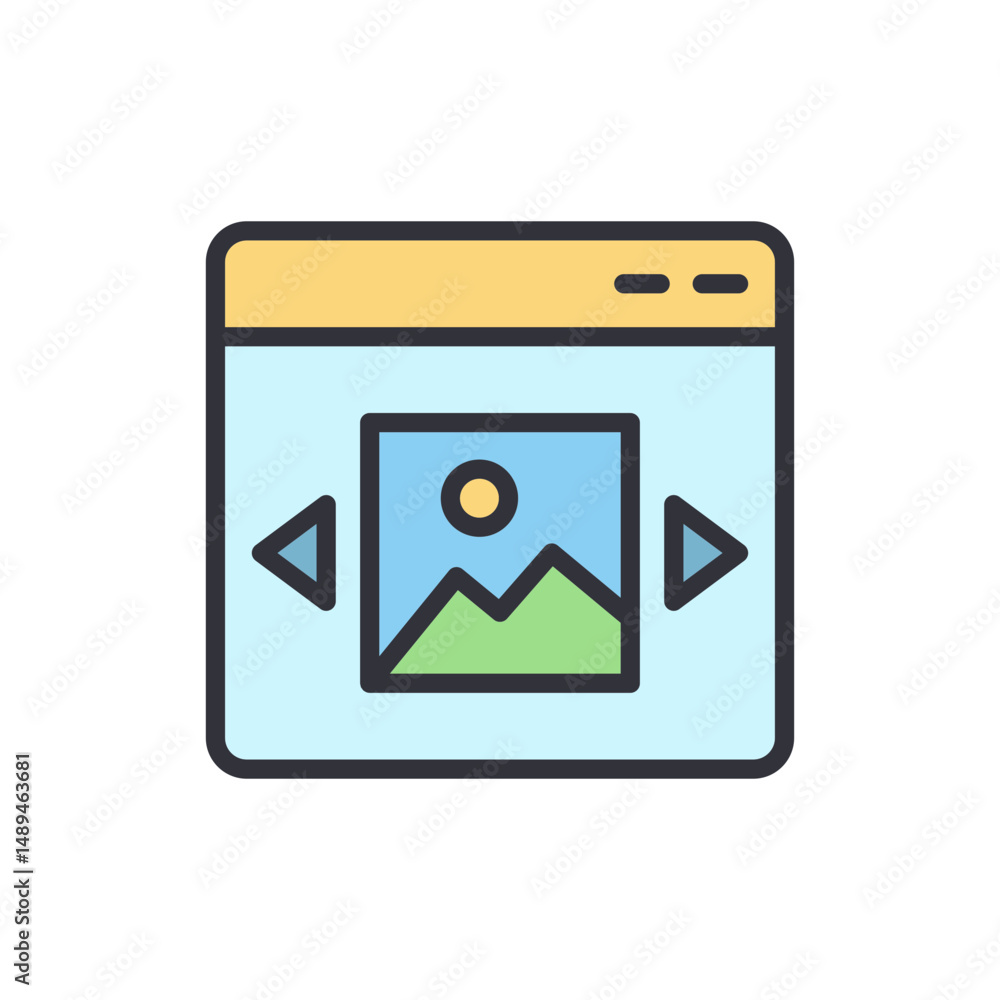 Poster modern internet browser window displaying scenic landscape slide show