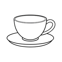 White ceramic cup of coffee and tea on a saucer isolated on white background