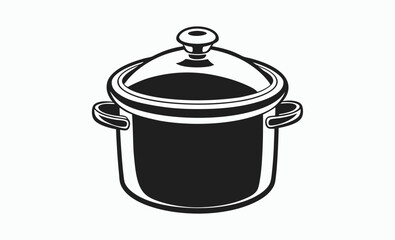 Stockpot line art, Cooking pot icon, Kitchen pot vector, Soup pot outline, Large pot graphic, Covered pot silhouette