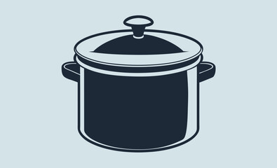 Stockpot line art, Cooking pot icon, Kitchen pot vector, Soup pot outline, Large pot graphic, Covered pot silhouette