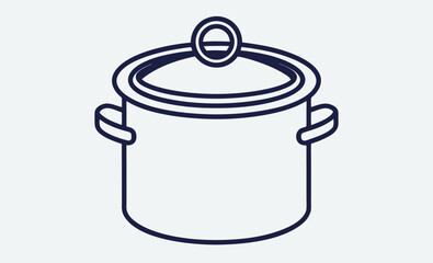 Stockpot line art, Cooking pot icon, Kitchen pot vector, Soup pot outline, Large pot graphic, Covered pot silhouette