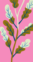 Abstract Pink Floral Branch Illustration Art