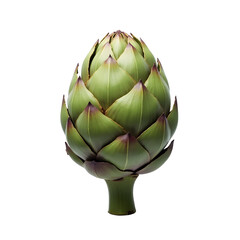 Fototapeta premium Photorealistic close-up of a single artichoke against a stark background showcasing its intricate texture and vibrant green color