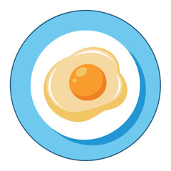 Vector illustration of scrambled eggs, fried eggs on a plate, food, breakfast